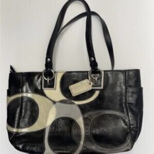 COACH Leather Inlaid Tote
Shoulder Bag 17127 Black Grey
vintage